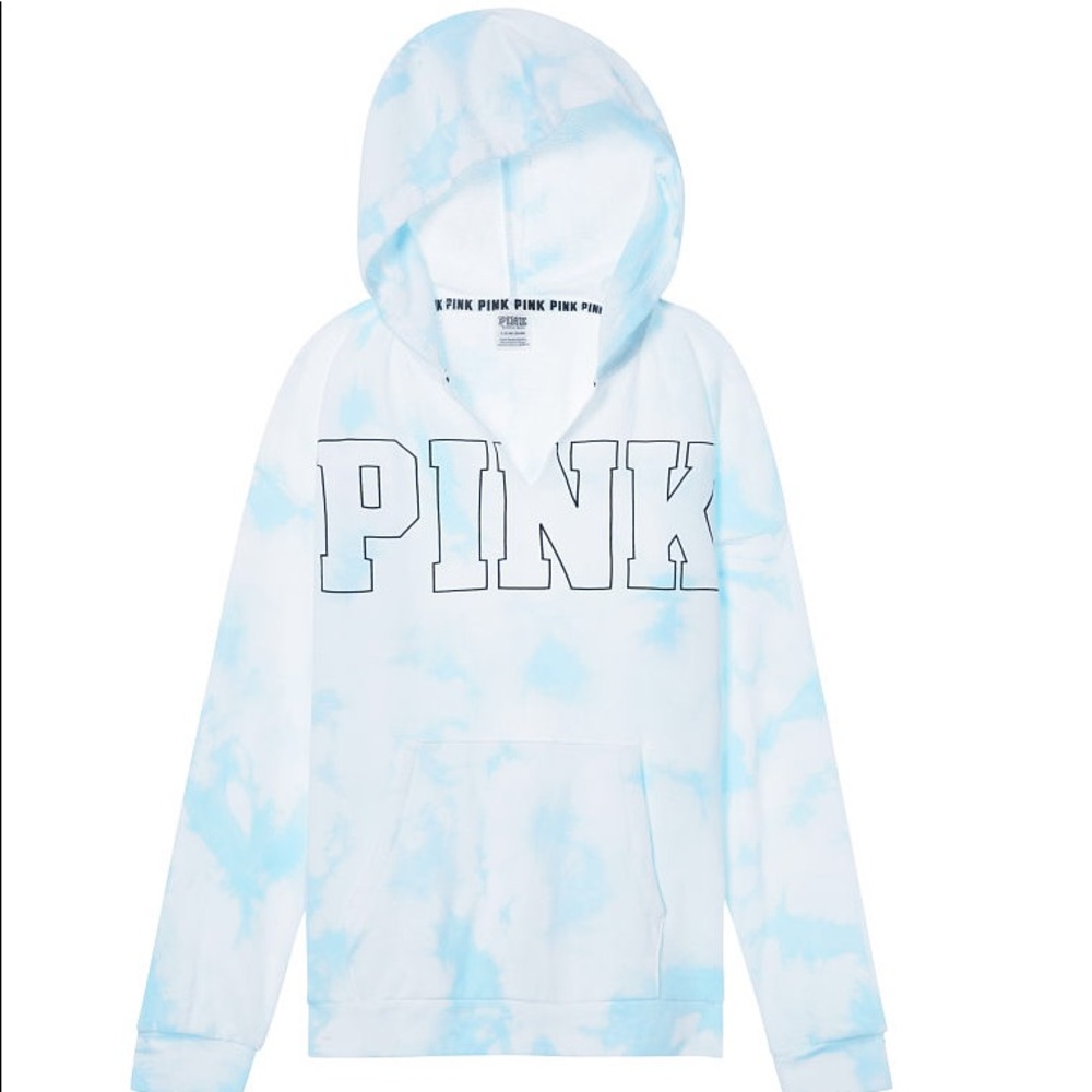 VS PINK TIE DYE PULLOVER TUNIC HOODIE NWT